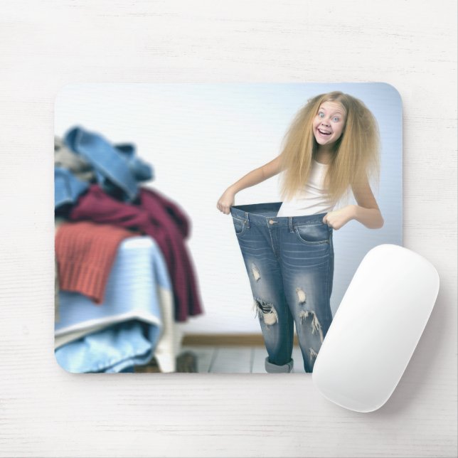 Girl Wearing Oversized Jeans Mouse Pad (With Mouse)