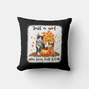 Girl Who Love Fall And Cats Pumpkin Cat Halloween Cushion