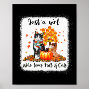 Girl Who Love Fall And Cats Pumpkin Cat Halloween  Poster