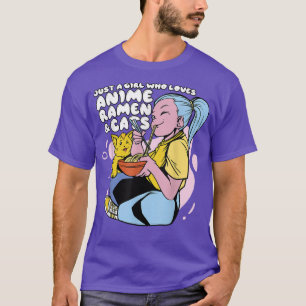 Girl Who Loves Anime Ramen & Cats - Cute Kawaii An T-Shirt