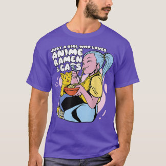 Girl Who Loves Anime Ramen & Cats - Cute Kawaii An T-Shirt