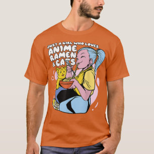 Girl Who Loves Anime Ramen & Cats - Cute Kawaii An T-Shirt