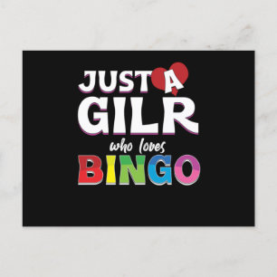 Girl Who Loves Bingo Player Lucky Game Gamble Gift Postcard