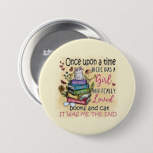 Girl Who Loves Books and Cats 7.5 Cm Round Badge