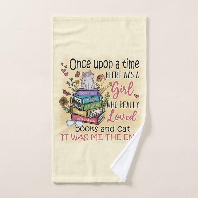 Girl Who Loves Books and Cats Bath Towel Set (Hand Towel)