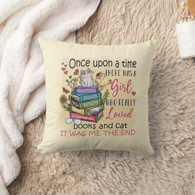 Girl Who Loves Books and Cats Cushion (Blanket)