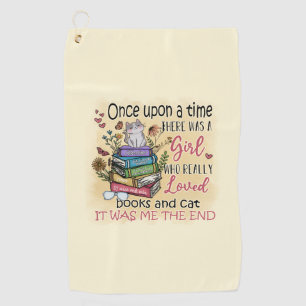 Girl Who Loves Books and Cats Golf Towel