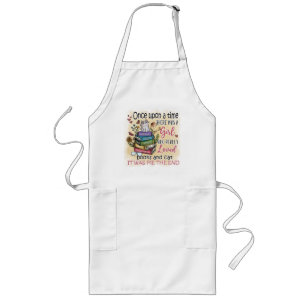 Girl Who Loves Books and Cats Long Apron