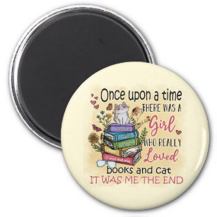 Girl Who Loves Books and Cats Magnet