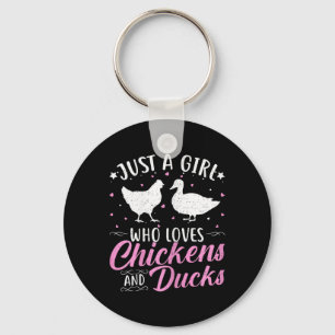 Girl Who Loves Chickens And Ducks Funny Chicken Lo Key Ring
