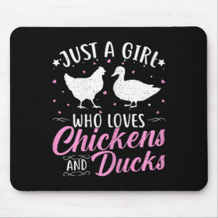 Girl Who Loves Chickens And Ducks Funny Chicken Lo Mouse Pad