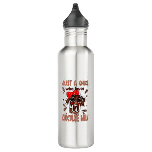 Girl Who Loves Chocolate Milk, Cute Kawaii Brown 710 Ml Water Bottle