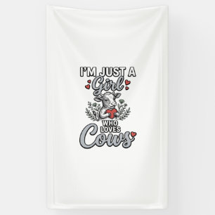 Girl Who Loves Cows Vintage Cute Cow Shirt Design_ Banner