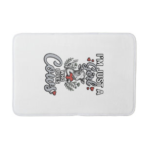 Girl Who Loves Cows Vintage Cute Cow Shirt Design_ Bath Mat