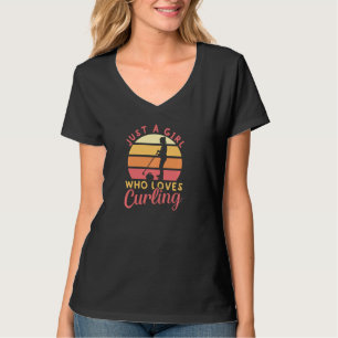 Girl Who Loves Curling Player Team Coach Curling S T-Shirt