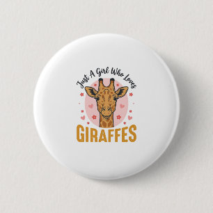 Girl Who Loves Giraffes Vintage Engraving Design_1 6 Cm Round Badge