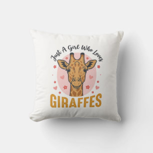 Girl Who Loves Giraffes Vintage Engraving Design_1 Cushion