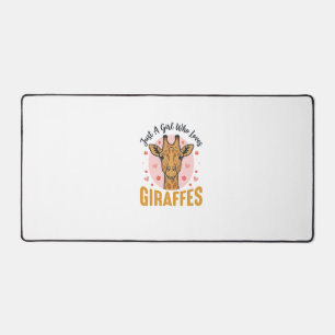 Girl Who Loves Giraffes Vintage Engraving Design_1 Desk Mat