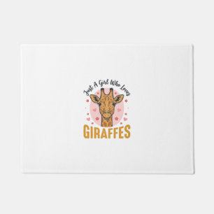 Girl Who Loves Giraffes Vintage Engraving Design_1 Doormat