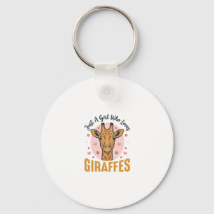 Girl Who Loves Giraffes Vintage Engraving Design_1 Key Ring