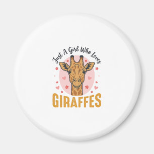 Girl Who Loves Giraffes Vintage Engraving Design_1 Magnet