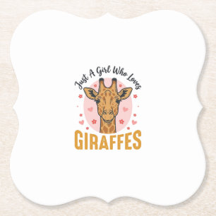 Girl Who Loves Giraffes Vintage Engraving Design_1 Paper Coaster