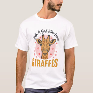 Girl Who Loves Giraffes Vintage Engraving Design_1 T-Shirt