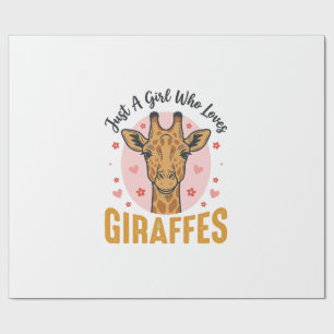 Girl Who Loves Giraffes Vintage Engraving Design_1 Wrapping Paper