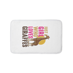 Girl Who Loves Giraffes Vintage Giraffe Shirt Desi Bath Mat