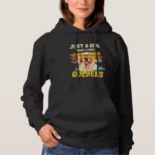 Girl Who Loves Golden Retrievers Dog Vintage Dog P Hoodie