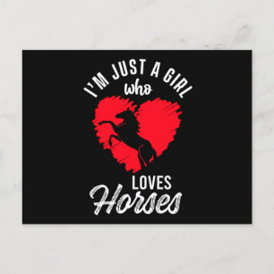 Girl Who Loves Horses Heart Equestrian Stable Gift Postcard