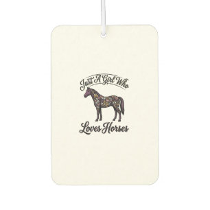 Girl Who Loves Horses Vintage Floral Horse Design Car Air Freshener