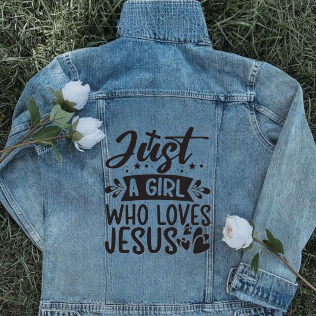 Girl who loves Jesus cross girly Denim Jacket (Creator Uploaded)