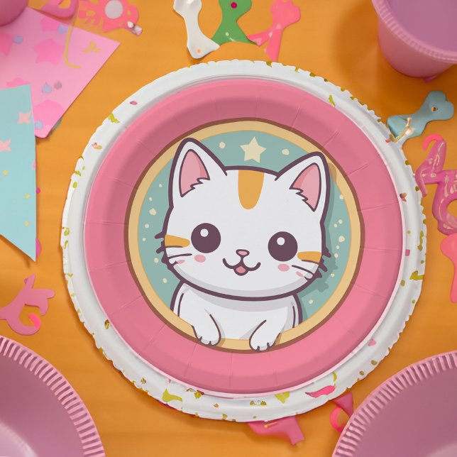 Girl Who Loves Kittens Birthday Party Paper Plate (Creator Uploaded)