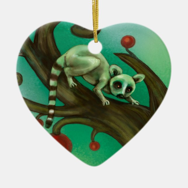 Girl Who Loves Lemurs Ceramic Tree Decoration (Front)