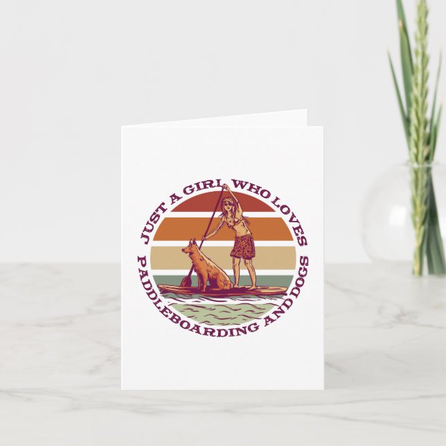 Girl who loves Paddleboarding and Dogs Gift Card (Front)