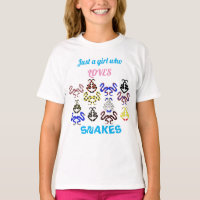 Girl who loves snakes T-shirt colourful snakes