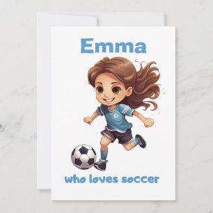 Girl Who Loves Soccer with your Name Holiday Card