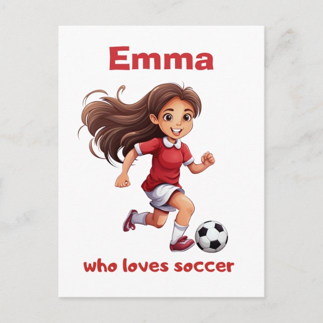 Girl Who Loves Soccer with your Name Postcard (Front)