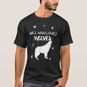 Girl Who Loves Wolves Howling Wolf Silhouette T-Shirt