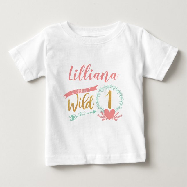 Girl Wild One Boho Tribal First Birthday Shirt (Front)