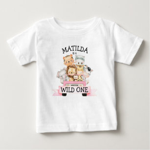 Girl Wild One Jungle Safari 1st Birthday  Baby T-Shirt