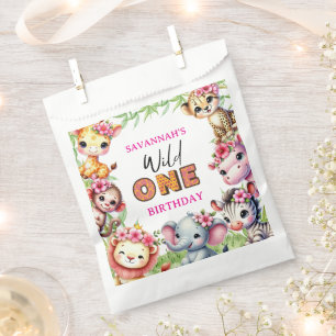 Girl Wild One Jungle Safari Birthday Favour Bags