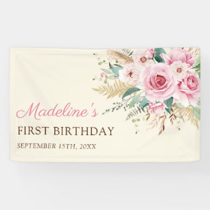 Girl Wildflower 1st Birthday Party Banner