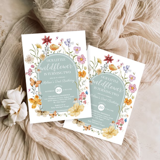 Girl Wildflower 2nd Birthday Party Invitation (Creator Uploaded)