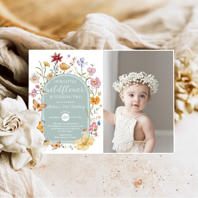 Girl Wildflower 2nd Birthday Party Invitation (Creator Uploaded)