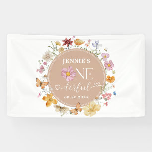 Girl Wildflower Onederful 1st Birthday Party Banner