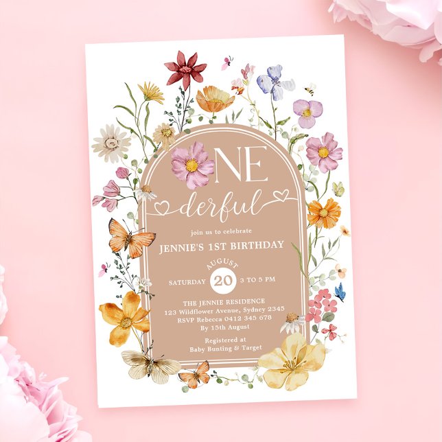Girl Wildflower Onederful 1st Birthday Party Invitation (Creator Uploaded)