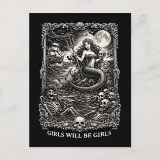 Girl Will Be Girls Female Mytical Mermaid Siren Fu Postcard