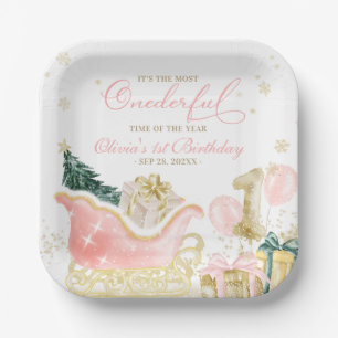 Girl Winter Onederland Birthday  Paper Plate